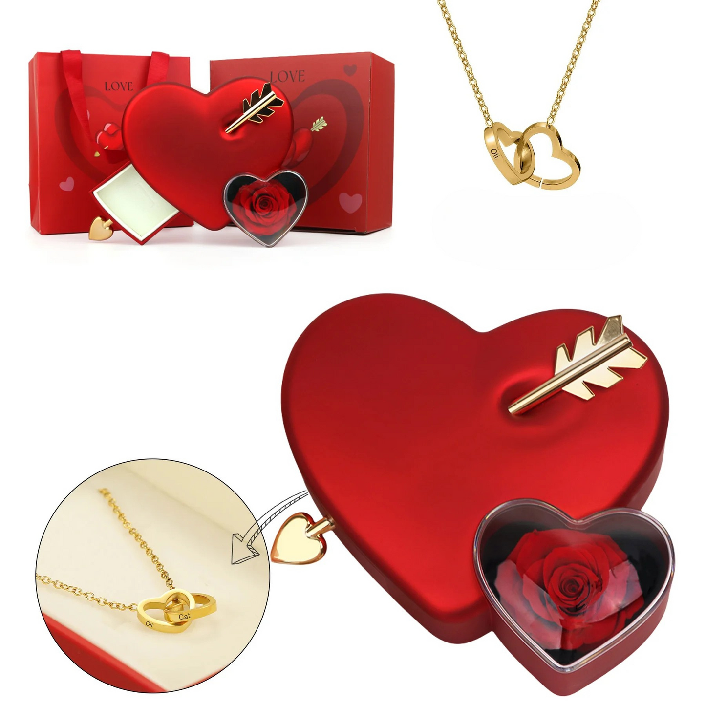 ✨ Eternal Rose Heart Necklace – “An Arrow Through The Heart”