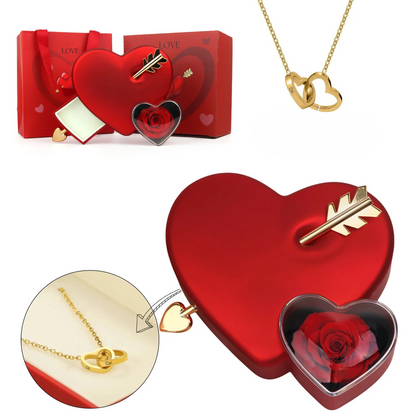 ✨ Eternal Rose Heart Necklace – “An Arrow Through The Heart”