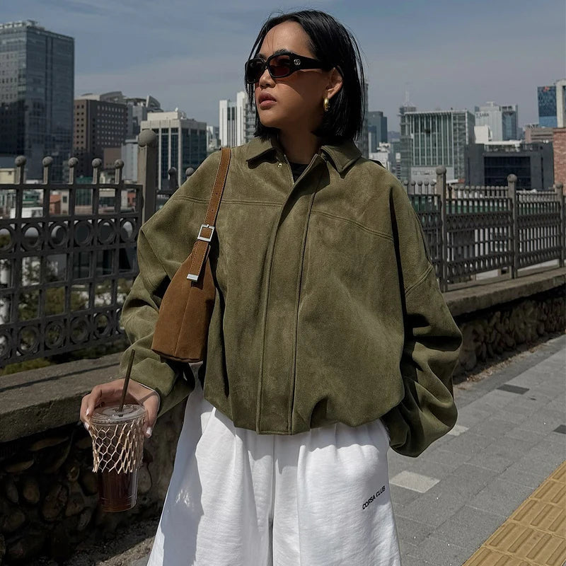 VIRAL Suedine Bomber Jacket