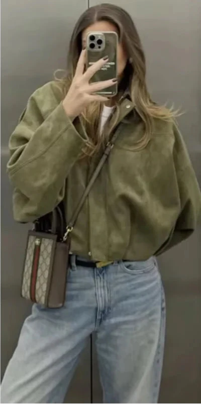 VIRAL Suedine Bomber Jacket