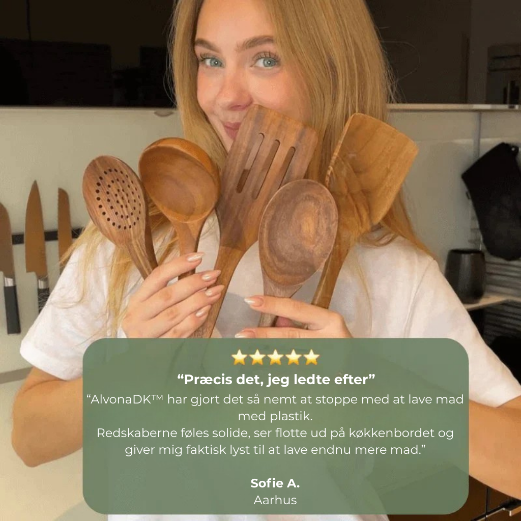 VelovaDK Eksklusive Teaktræsredskaber | 7-delt Sæt uden Toksiner